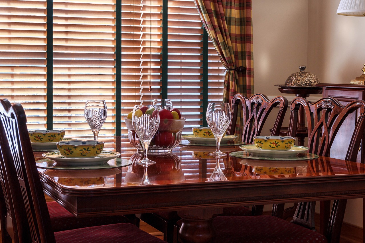 dinner table with place settings