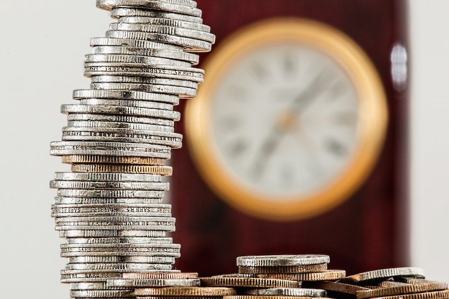 Coin stack with clock