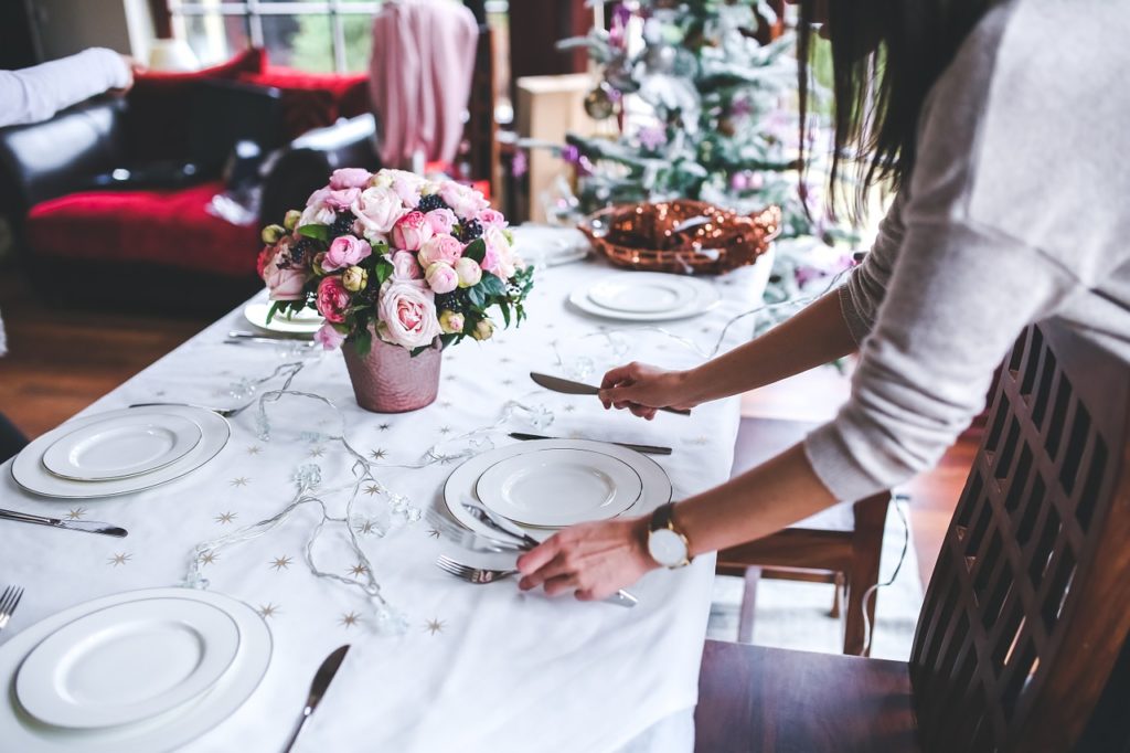 setting the table for dinner