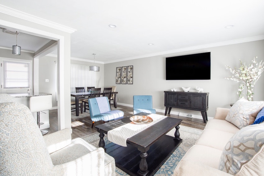 a neutrally staged living room