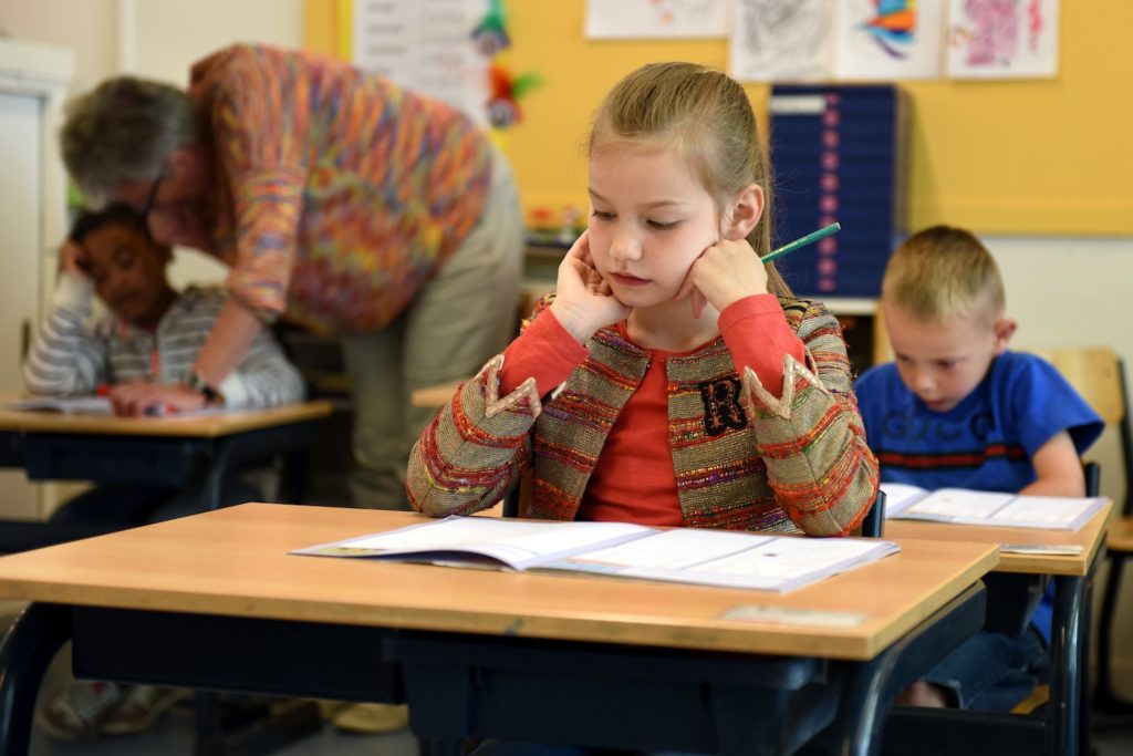 Child learning in school